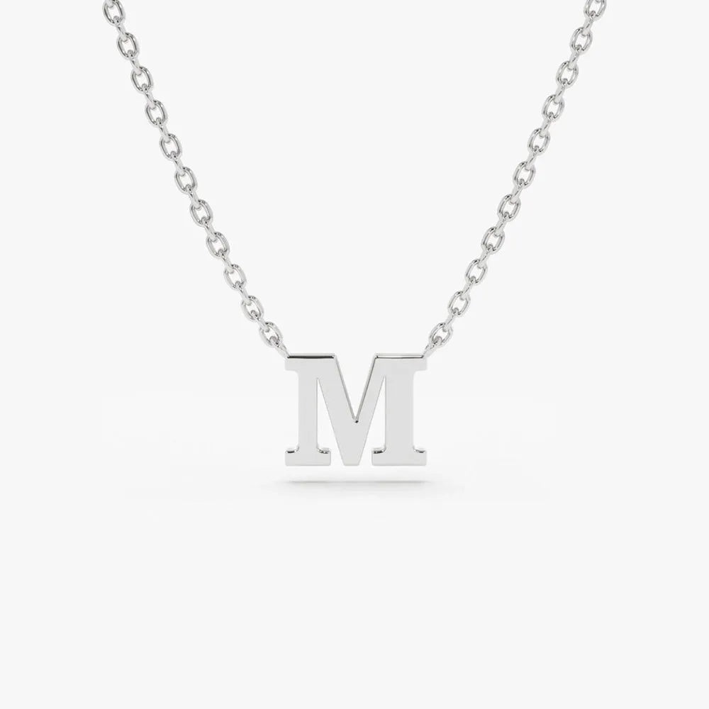 14k Solid Gold Personalized Initial Letter Pendant Necklace