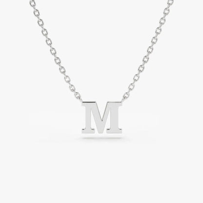 14k Solid Gold Personalized Initial Letter Pendant Necklace