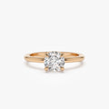 14K Gold 1.00 Carat Round Lab Grown Diamond 4 Prong Basket Setting Engagement Ring