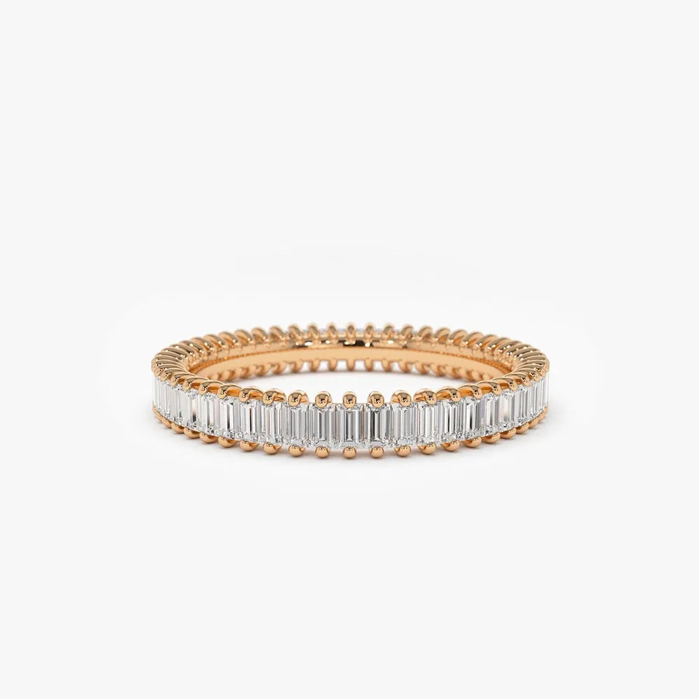 14K Gold 1.35ctw Baguette Diamond Full Eternity Prong Setting Ring