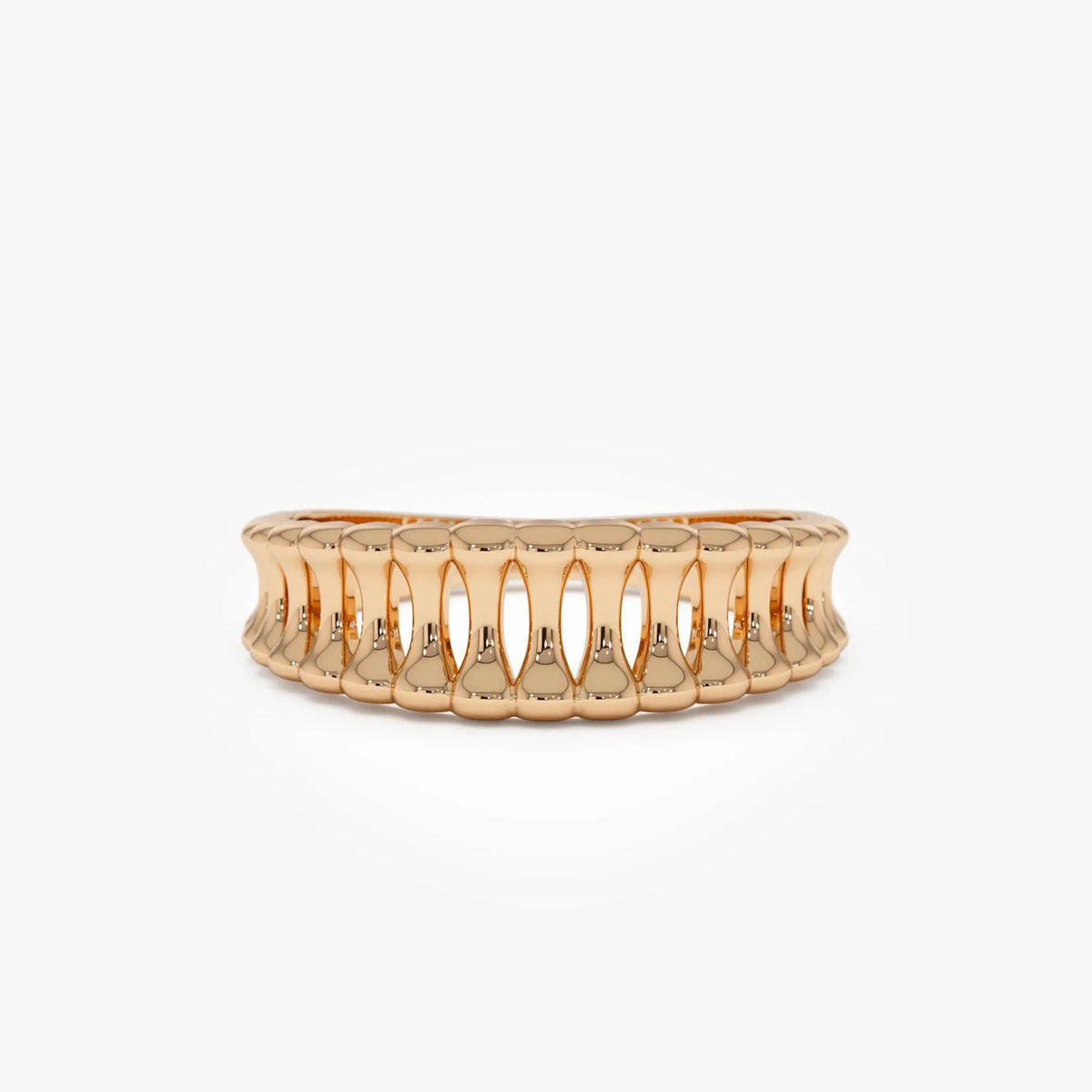 14k Gold Sculptural Wide Band Ring Wide Graduated Statement Band