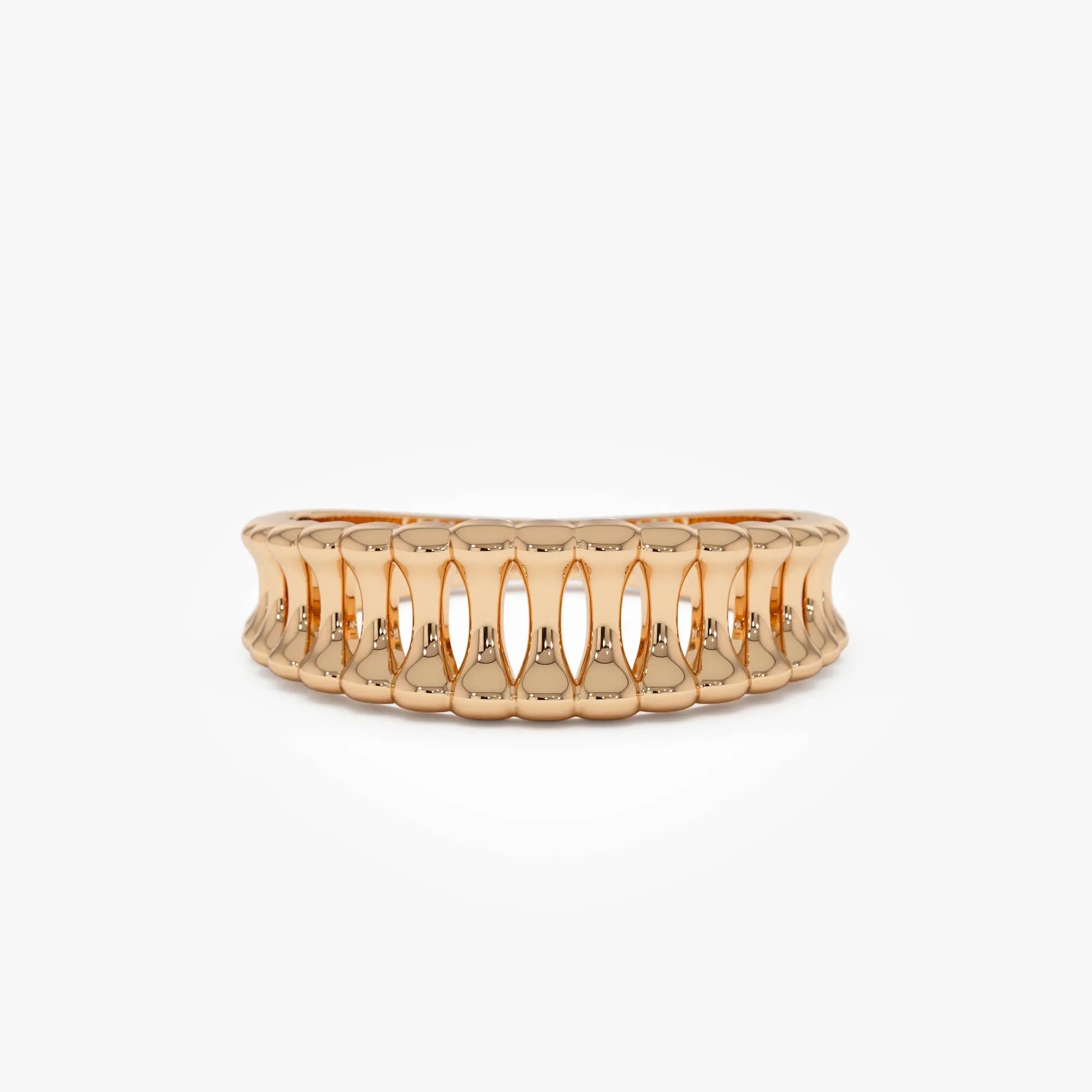 14k Gold Sculptural Wide Band Ring Wide Graduated Statement Band
