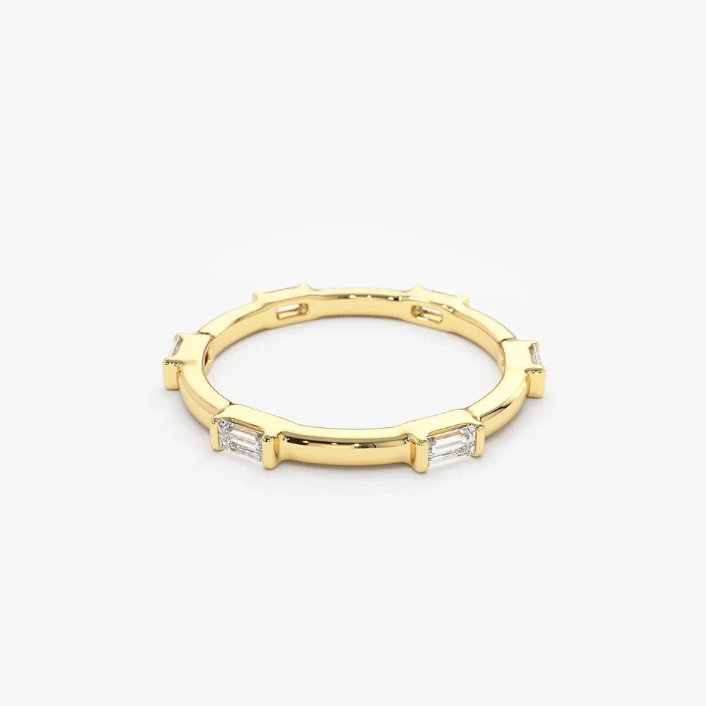 14k Gold Baguette Diamond Channel Set Stackable Eternity Ring 0.30ctw