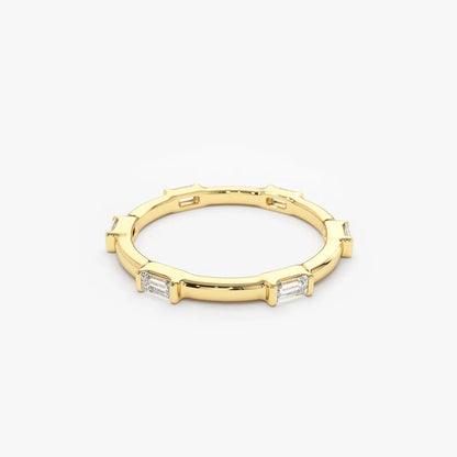 14k Gold Baguette Diamond Channel Set Stackable Eternity Ring 0.30ctw
