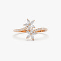14k Gold 0.39 ctw Marquise and Round Diamond Flower Bypass Ring