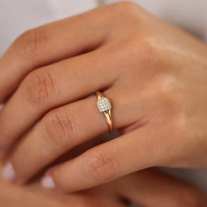 14k Gold Round Diamond Micro Pave Pinky Ring 0.31 CTW