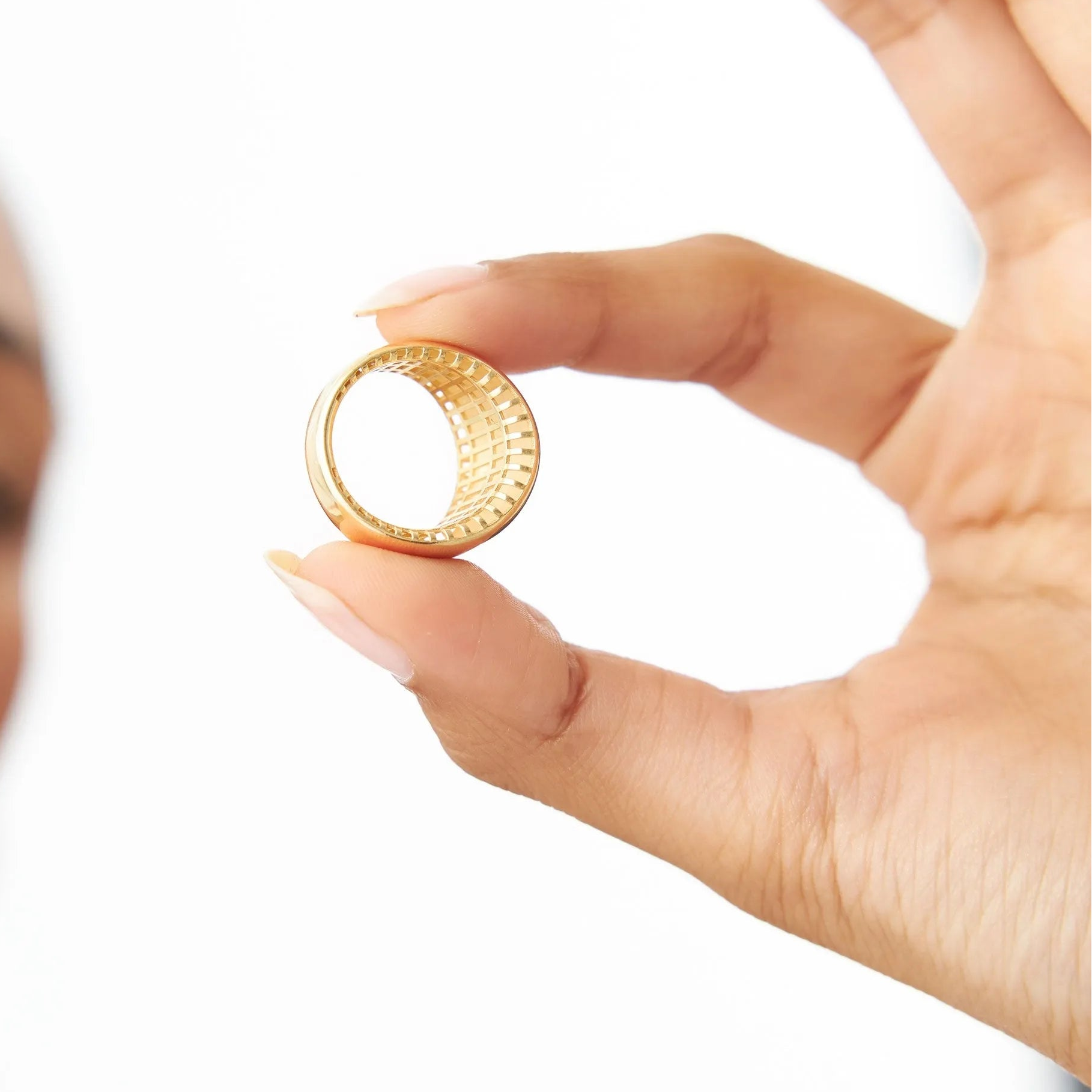 14k Solid Gold Chunky Graduated Dome Statement Ring