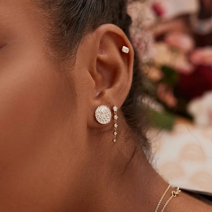 14k Gold Diamond Round Cut Dangling 4 Prong Drop Earrings 0.50 ctw