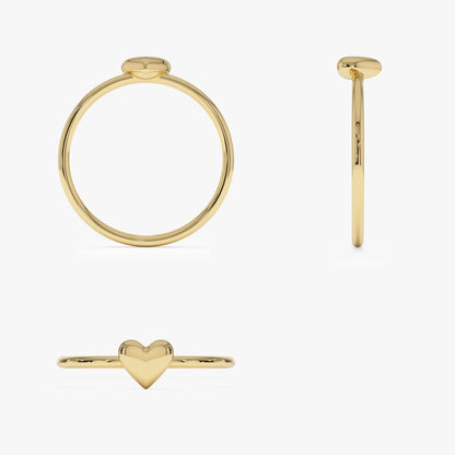 14k Gold Bubble Heart Ring Wide Minimalist Band