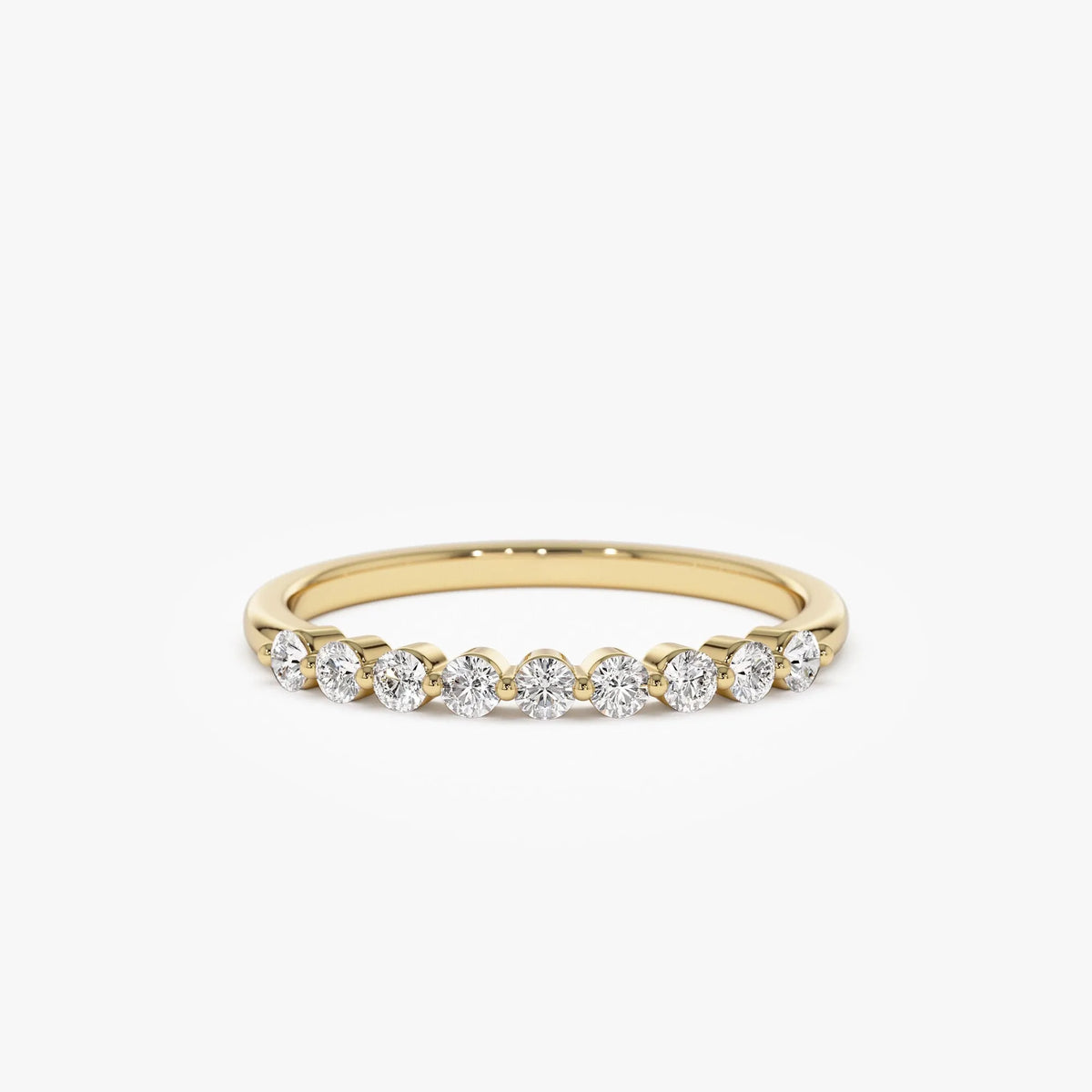 14K Solid Gold Round Diamond 0.30 Carat Single Shared Prong Wedding Ring