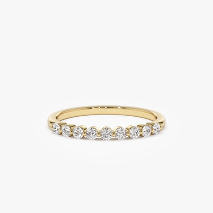 14K Solid Gold Round Diamond 0.30 Carat Single Shared Prong Wedding Ring