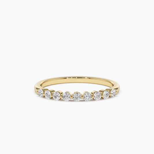 14K Solid Gold Round Diamond 0.30 Carat Single Shared Prong Wedding Ring