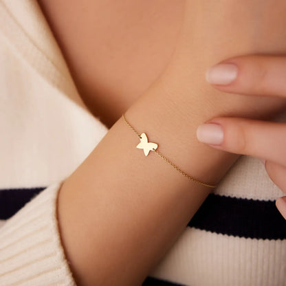 14k Gold Butterfly Charm Bracelet with Pendant
