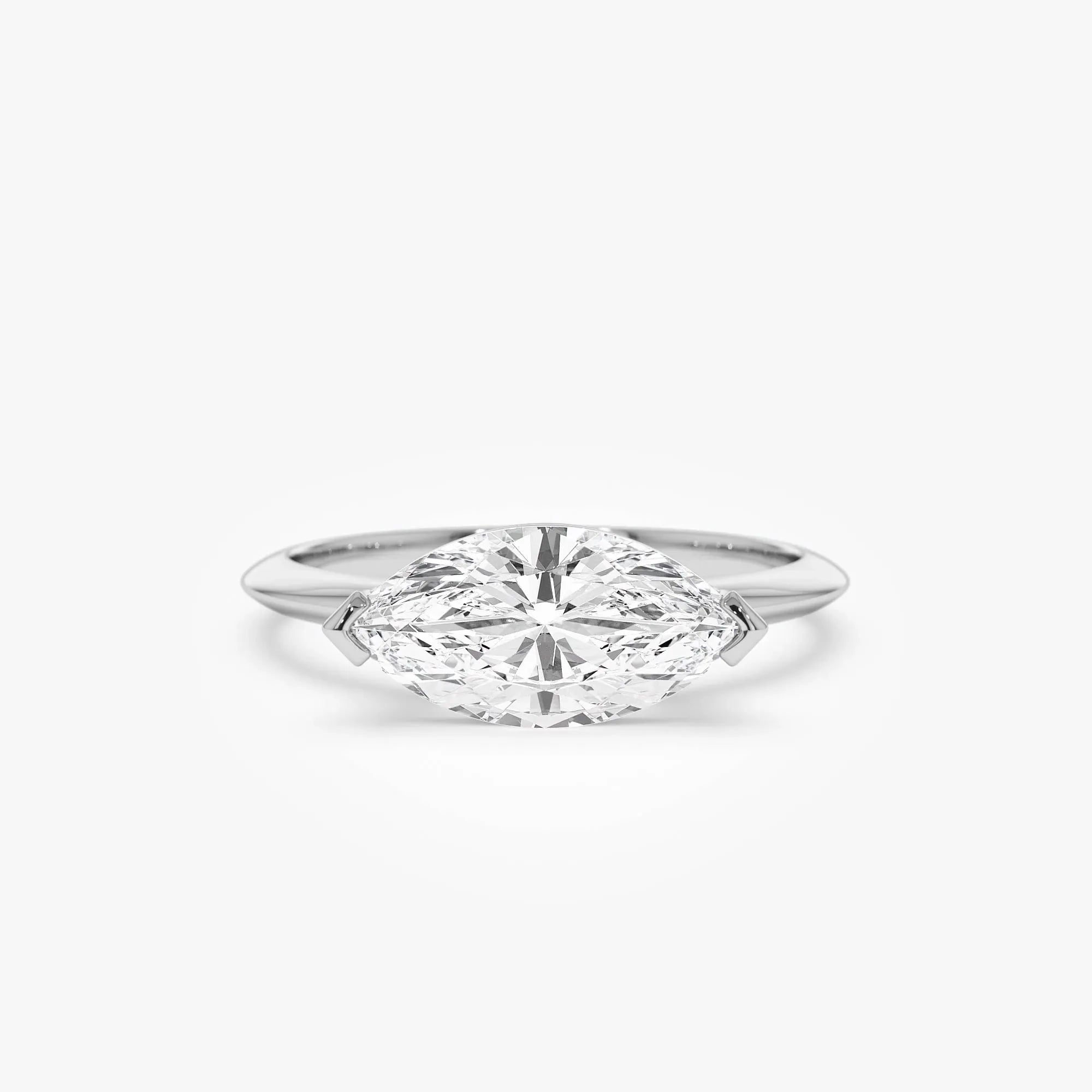 14k Solid Gold 1.5 Carat Marquise Lab Grown Diamond East-West V Prong Engagement Ring Vanna