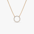 14K Solid Gold 0.25 CTW Round Diamond Circle of Life Necklace