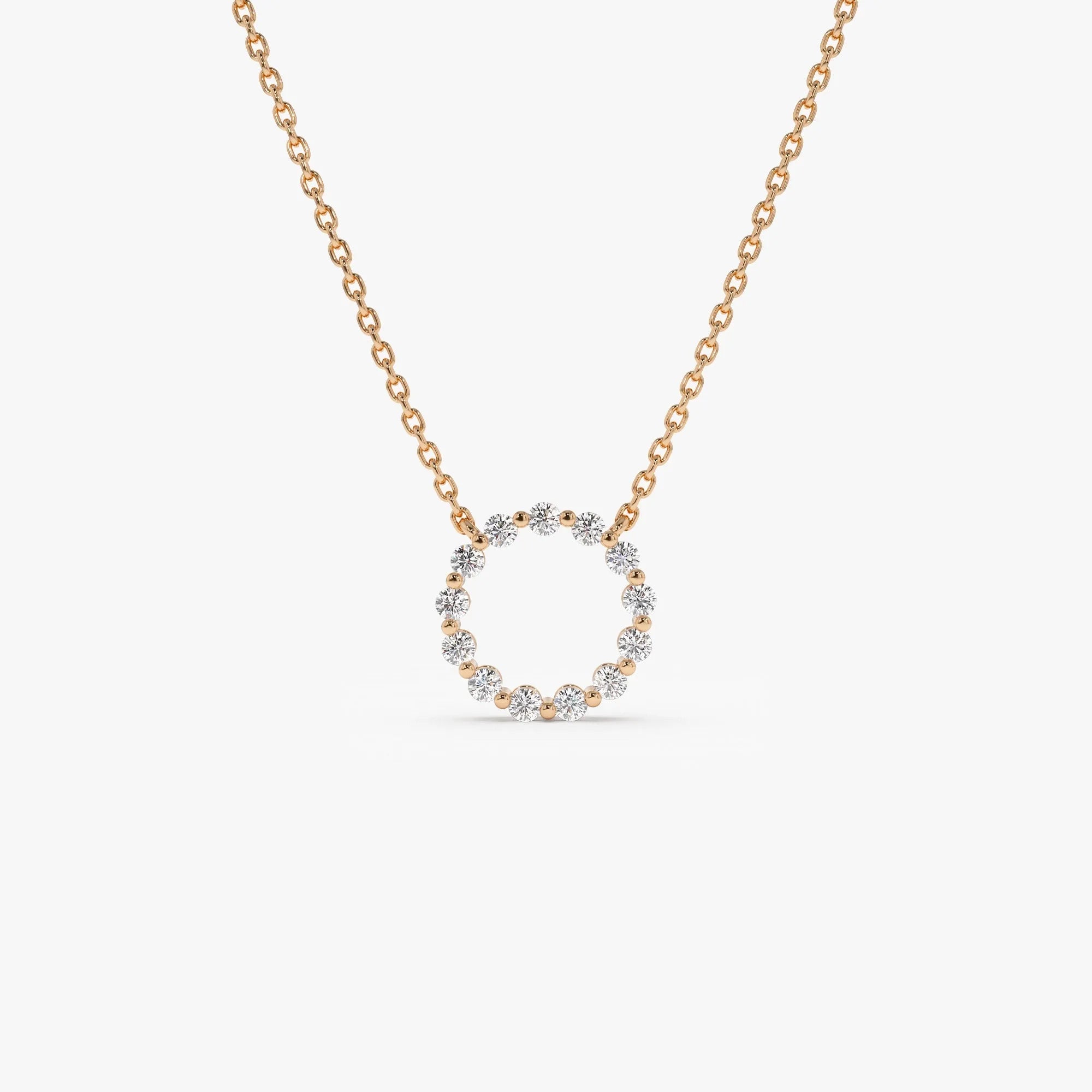 14K Solid Gold 0.25 CTW Round Diamond Circle of Life Necklace