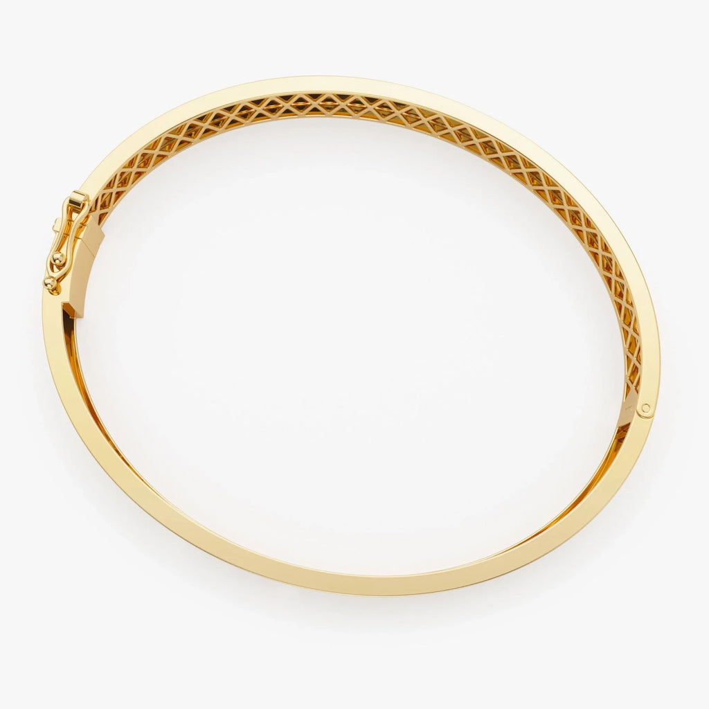 14K Solid Gold Round Diamond Personalized Roman Numeral Bangle Bracelet 0.03 CTW
