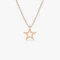 14k Solid Gold Star Charm Pendant Necklace Lucky Star Symbol
