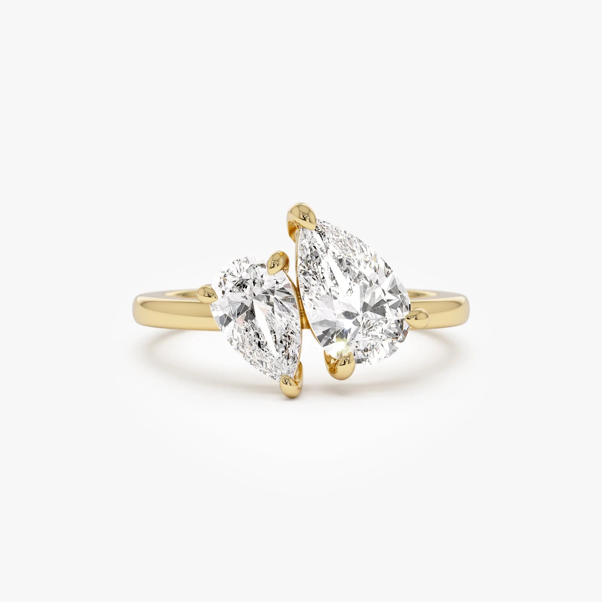14k Gold Lab Grown Diamond Pear Shaped Toi et Moi Ring 2.05 ctw Ayla
