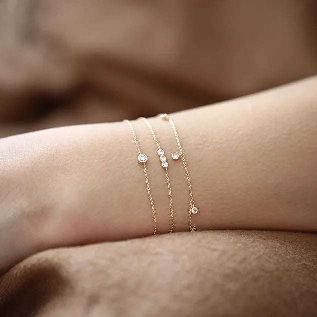 Elegant 14K Gold Diamond by The Yard Dangling Solitaire Bracelet