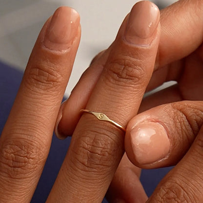 14k Gold Diamond Shape Initial Ring Graduated Band