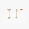 14k Gold Diamond Round Cut Vertical Bar Earrings 0.30 ctw