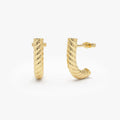 14k Yellow Gold Rope Hoop Earrings 17.7mm Length 3.9mm Width