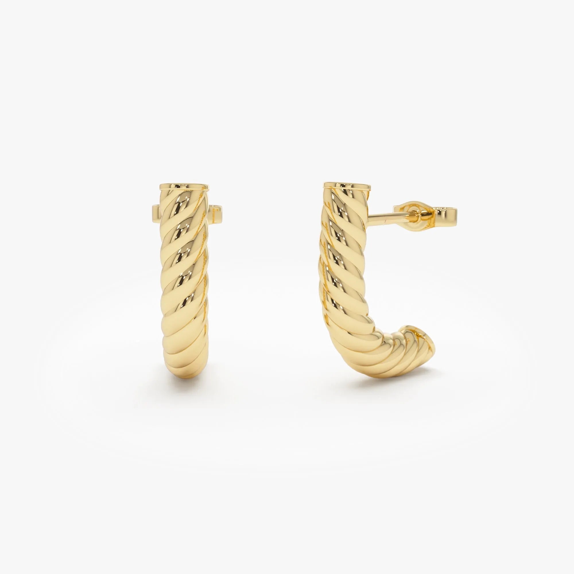 14k Yellow Gold Rope Hoop Earrings 17.7mm Length 3.9mm Width