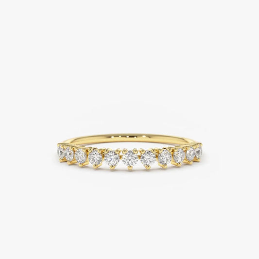 14K Solid Gold Round Diamond 3 Prong Wedding Ring