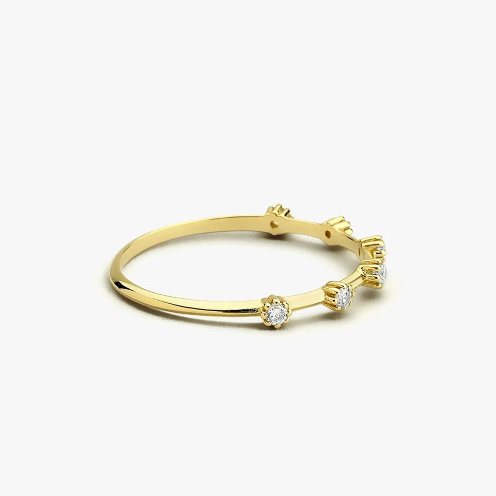 14k Gold Round Diamond Spaced Stacking Ring 0.10 CTW Prong Set