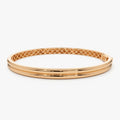 14K Solid Gold Wide Double Row Dome Bangle Bracelet