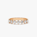 14k Gold Round Diamond 7 Stone Prong Setting Wedding Band 0.70 ctw