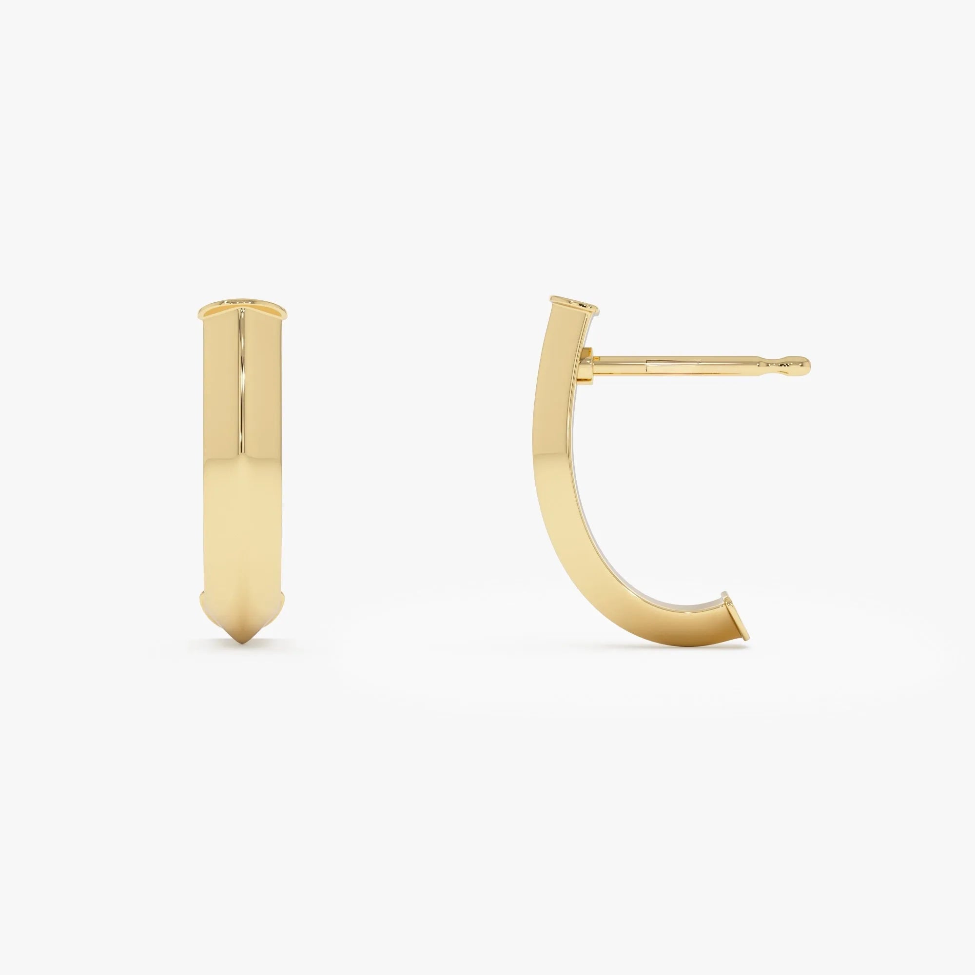 14k Yellow Gold Knife Edge Open Hoop Earrings 17mm Length 6mm Width