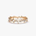 14k Gold Round and Baguette Diamond Full Eternity Ring 0.81 Carat