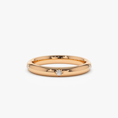 14k Gold Round Diamond Star Setting Full Eternity Ring 0.08 ctw