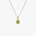 14k Solid Gold Peridot Cushion Cut Solitaire Necklace 1.00 Carat
