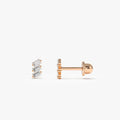 14k Gold Diamond Baguette Cut Trio Helix Piercing Single Earring 0.095 ctw