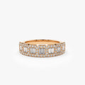 14K Gold Baguette and Round Diamond 0.70 ctw Channel Micro Pave Ring