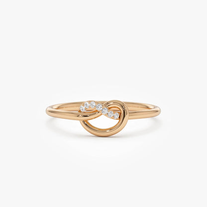 14k Gold Love Knot Diamond Ring 0.04 ctw