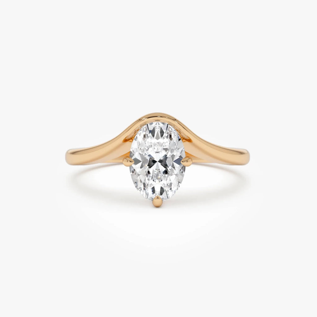 14k Gold Lab Grown Diamond 1.00 Carat Oval Cut IGI Certified Designer Setting Nerissa Ring
