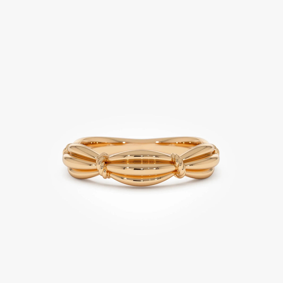 14k Gold Textured Knot Ring Wide Statement Band