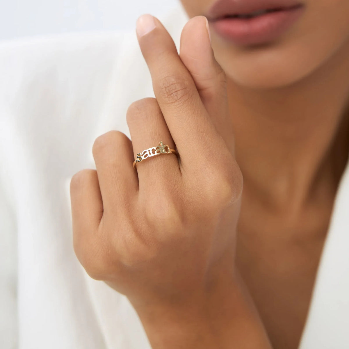 14K Solid Gold Personalized Custom Name Ring Handcrafted Jewelry