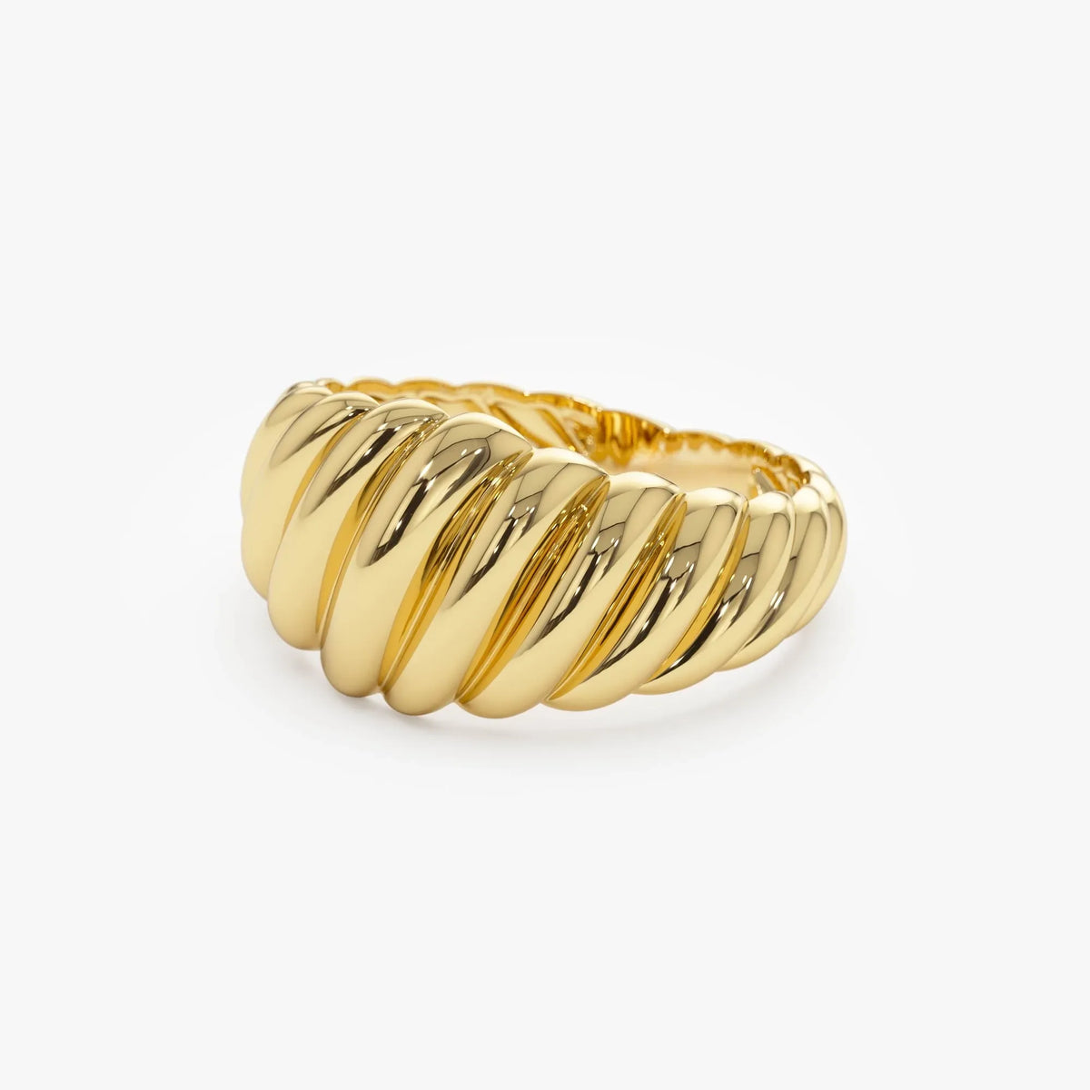 14k Gold Swirl Dome Bold Statement Ring Wide Graduated Band
