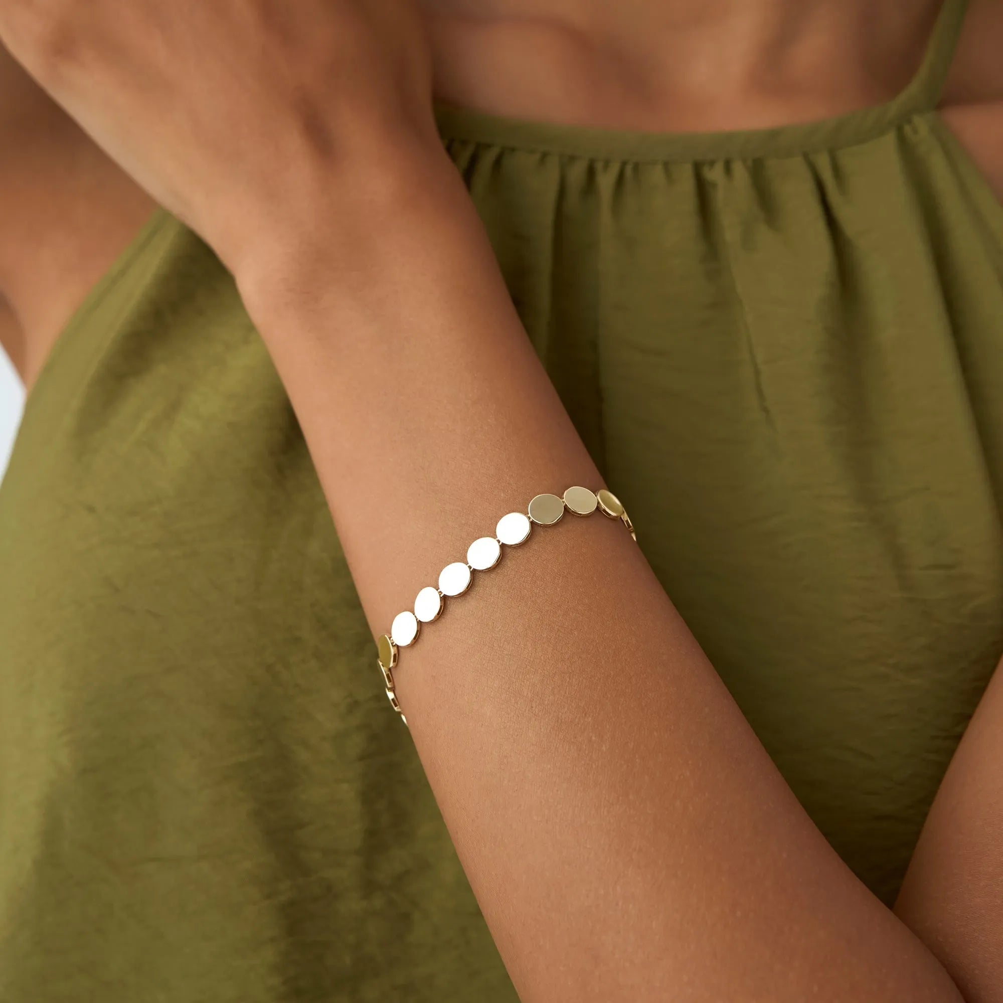 14K Gold 6.5mm Wide Round Link Chain Bracelet