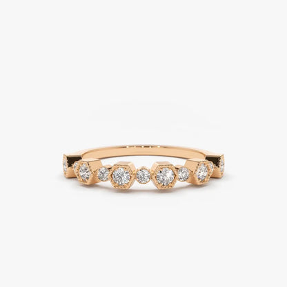 14K Gold Round Cut Diamond 0.25 Ctw Band Ring