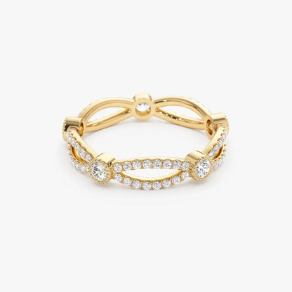 14k Gold Diamond Round Cut Infinity Eternity Ring 0.80 ctw