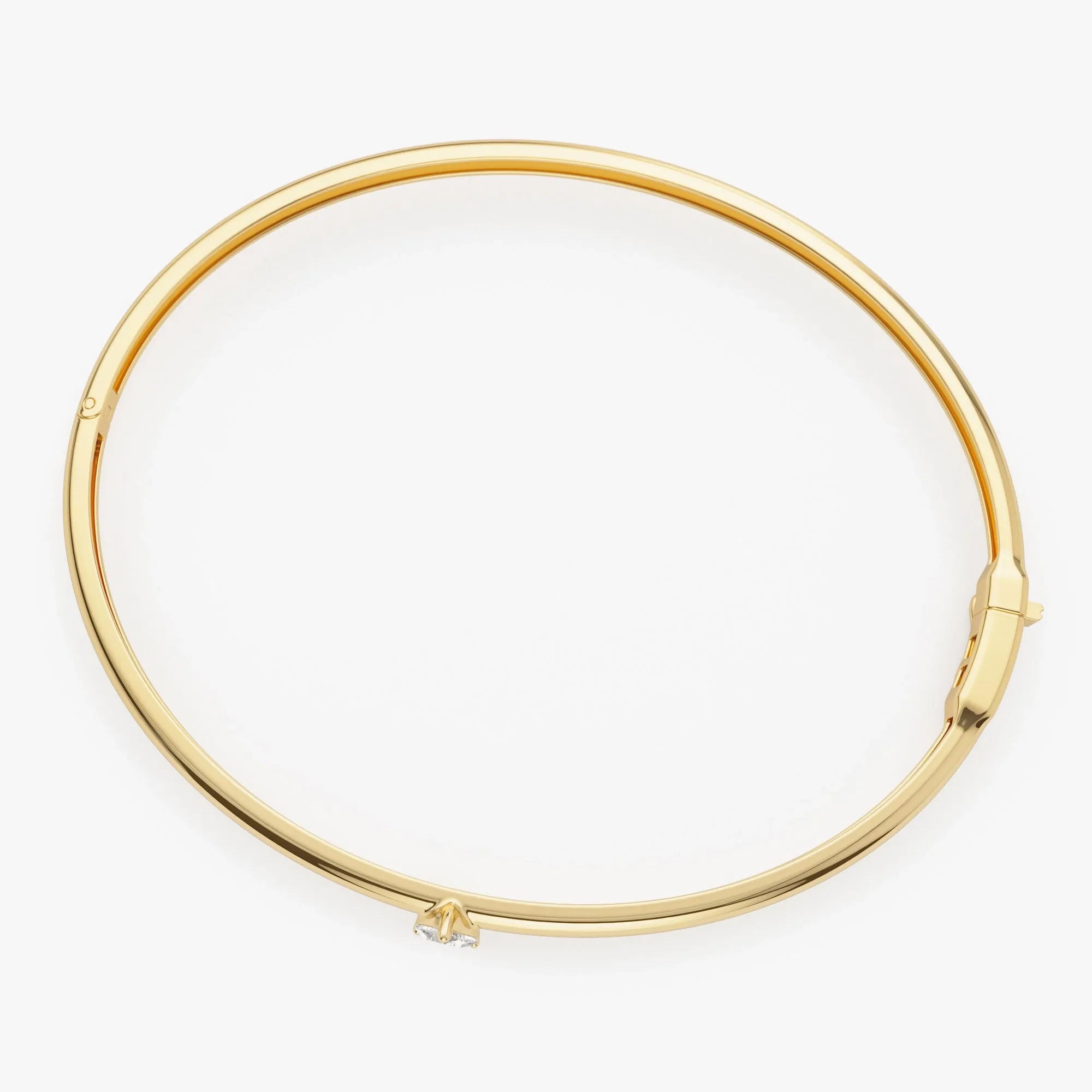 14K Solid Gold 0.25 CTW Heart Shape Diamond Solitaire Bangle