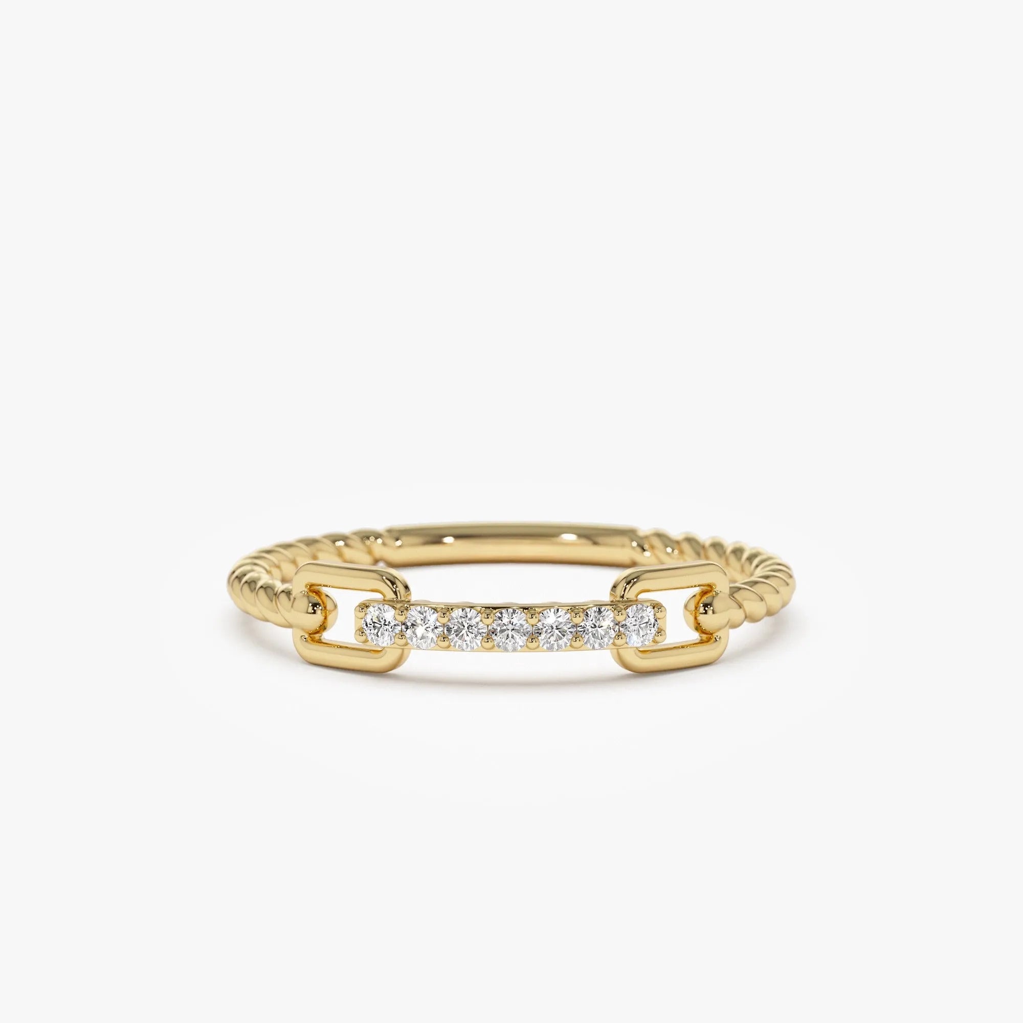 14k Gold Round Cut Diamond Braided Stackable Pave Ring 0.07 ctw