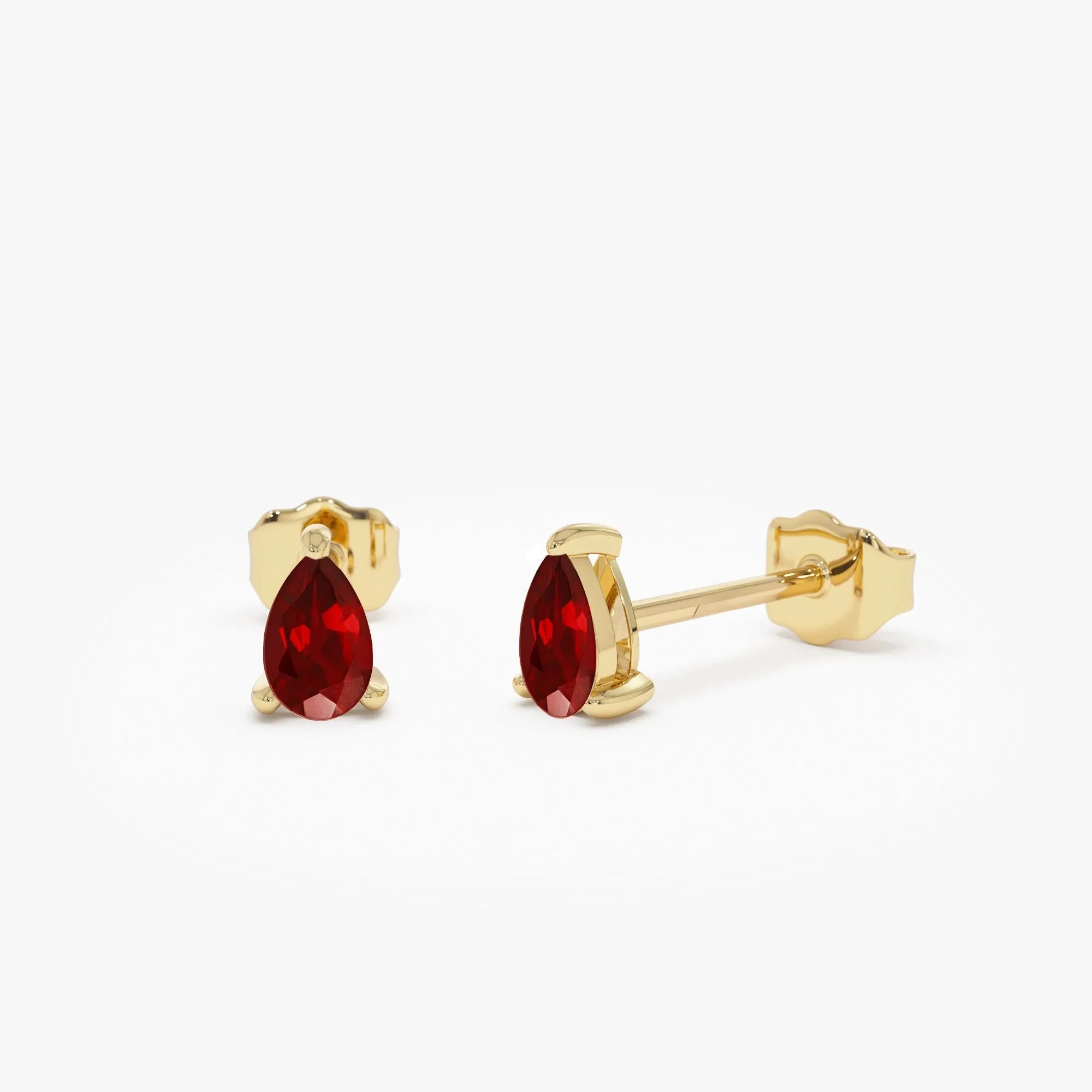 14K Solid Gold Pear Shaped Ruby Stud Earrings 0.45ctw