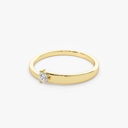 14k Solid Gold Round Diamond Solitaire Promise Ring 0.09 Carat